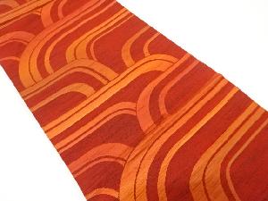 抽象波模様織り出し　紬　名古屋帯